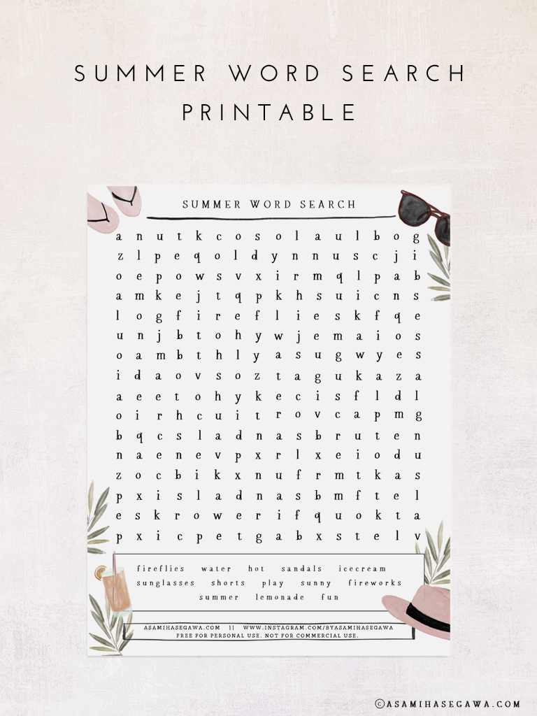 Free Summer Word Search Printable Rock Paper Scissors